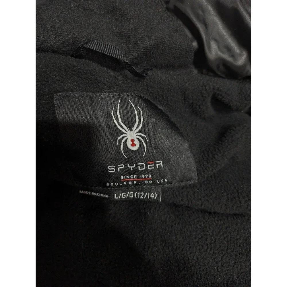 Spyder Quilted Hooded Puffer‎ Jacket Child's Large 12-14 Black Winter Warm Coat